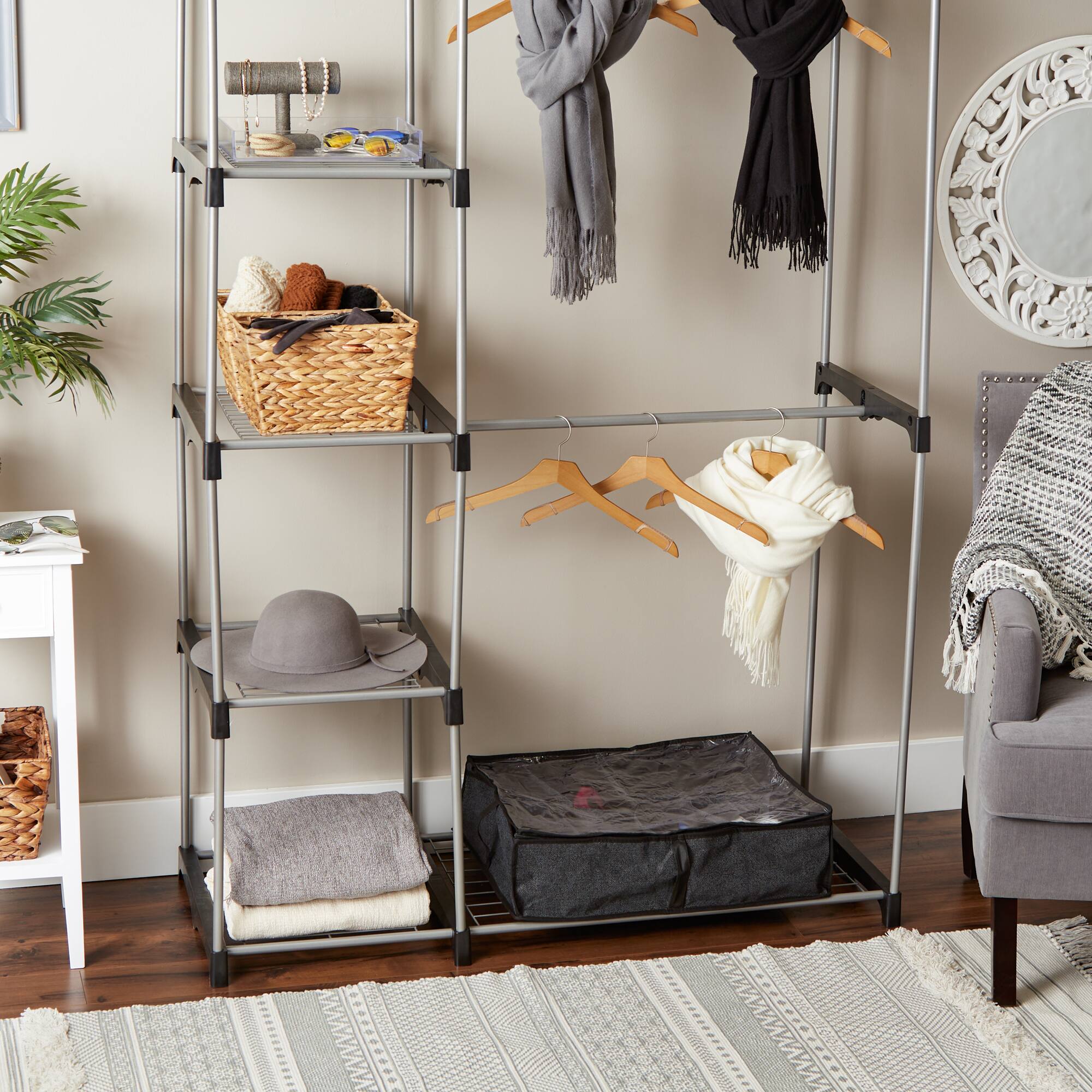 DII® 23" Black Linen 8-Shoe Pair Soft Storage Bag